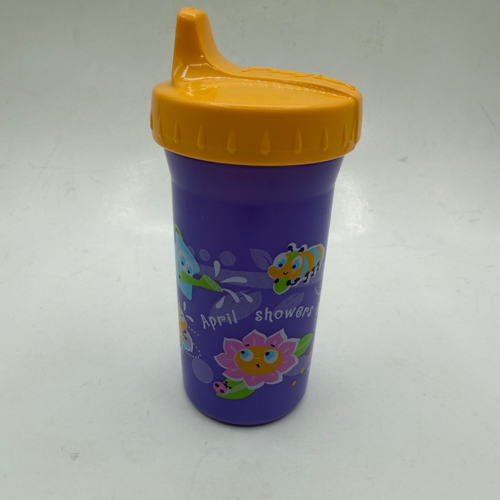 Playtex April Showers Bring May Flowers Sippy Cup Purple Orange Vintage 2004